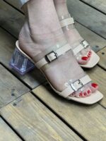 صندل دوبند سگک با طلق پاشنه شیشه ای