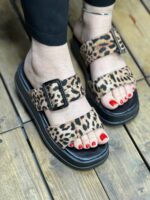 خرید صندل دوبند پهن پلنگی سگک لژ