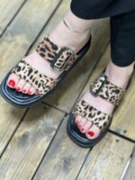 صندل دوبند پهن پلنگی سگک لژ