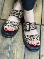 فروش صندل دوبند پهن پلنگی سگک لژ