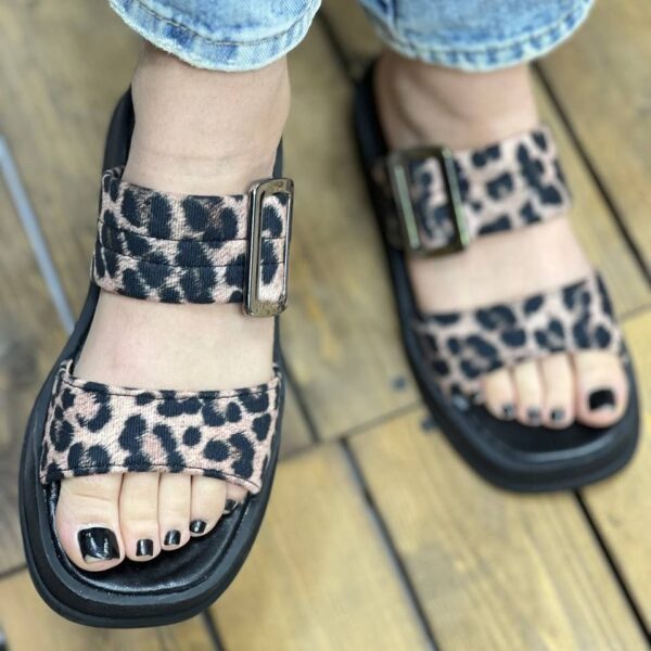 بند پهن پلنگی سگک لژ دار