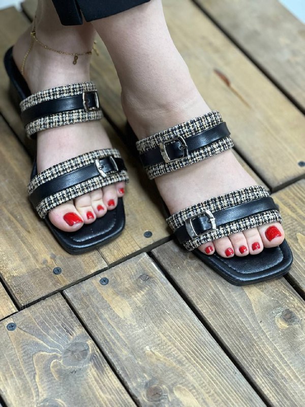 صندل دو بند سگک کنفی پاشنه pvc