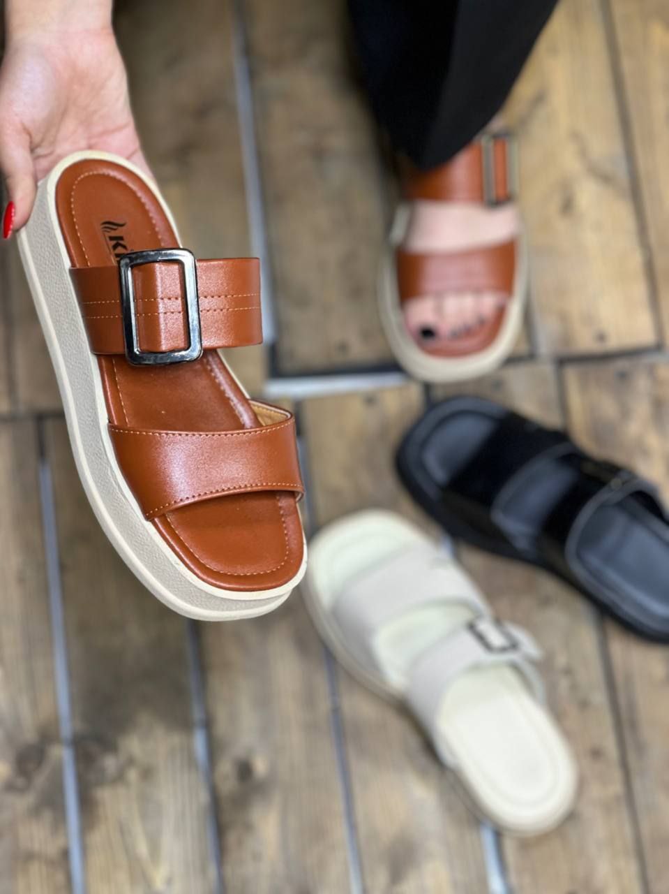 صندل دو بند پهن تک سگک