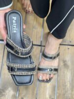 صندل دو بند کنفی سگک تخت