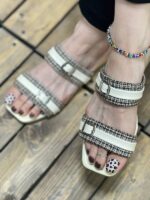 صندل دو بند کنفی سگک تخت