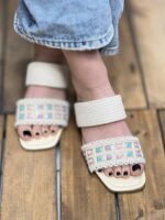 صندل دو بند کنفی مربعی پاشنه pvc