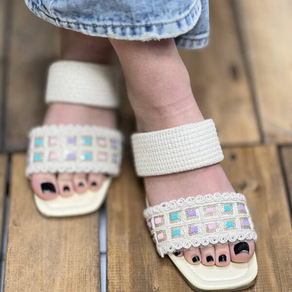 صندل دو بند کنفی مربعی پاشنه pvc