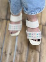 صندل دو بند کنفی مربعی پاشنه pvc