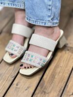 صندل دو بند کنفی مربعی پاشنه pvc