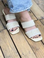 صندل دو بند کنفی مربعی پاشنه pvc