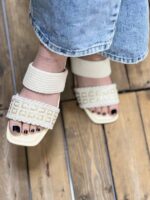 صندل دو بند کنفی مربعی پاشنه pvc