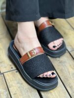 صندل مراکشی لژدار سیاه