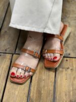 صندل دو بند طلق با سگک تخت عسلی