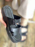 صندل دوبند کمربندی لببر با سگک لژدار مشکی