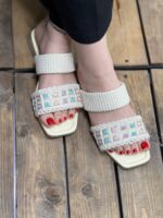 صندل دو بند کنفی ساده تخت