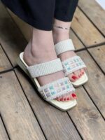 خرید صندل دو بند کنفی ساده تخت