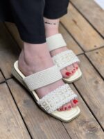 صندل دو بند کنفی ساده تخت با کیفیت