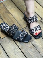 صندل دو بند پلنگی تک سگک پاشنه pvc