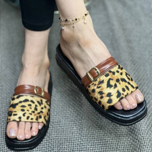 صندل مراکشی پلنگی لژ عسلی