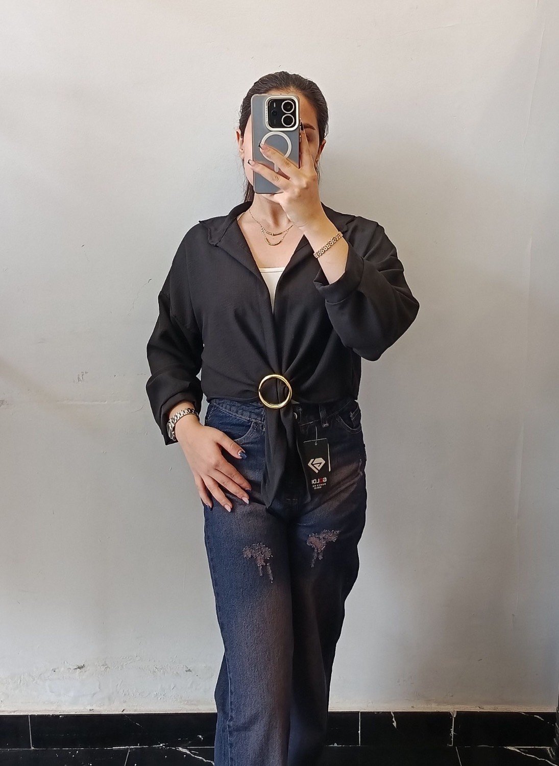 شومیز گره‌ای مشکی  
