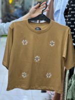 تیشرت گلدوزی نسکافه ای