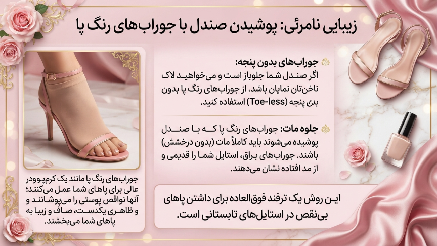صندل با جوراب رنگ پا 