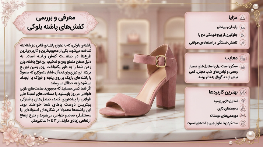انواع پاشنه صندل زنانه پاشنه بلوکی