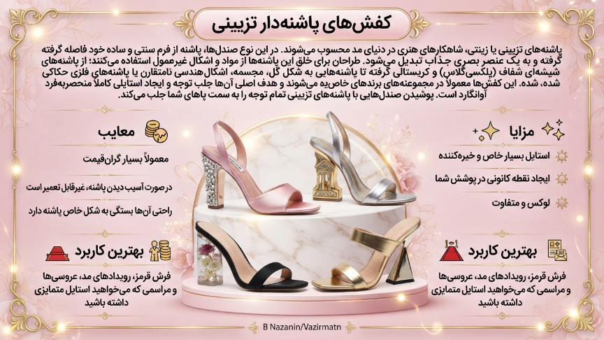 انواع پاشنه صندل زنانه پاشنه تزیینی