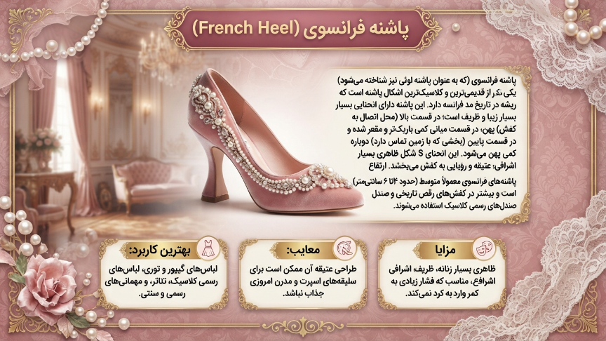 انواع پاشنه صندل زنانه پاشنه فرانسوی