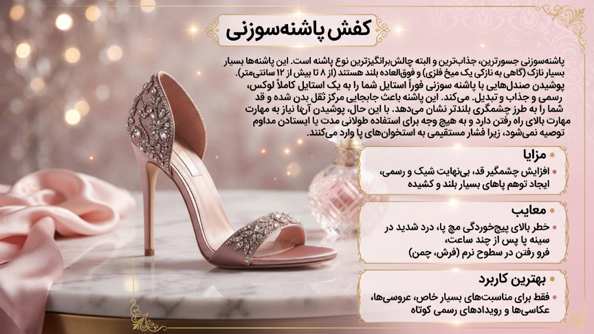 انواع پاشنه صندل زنانه پاشنه سوزنی